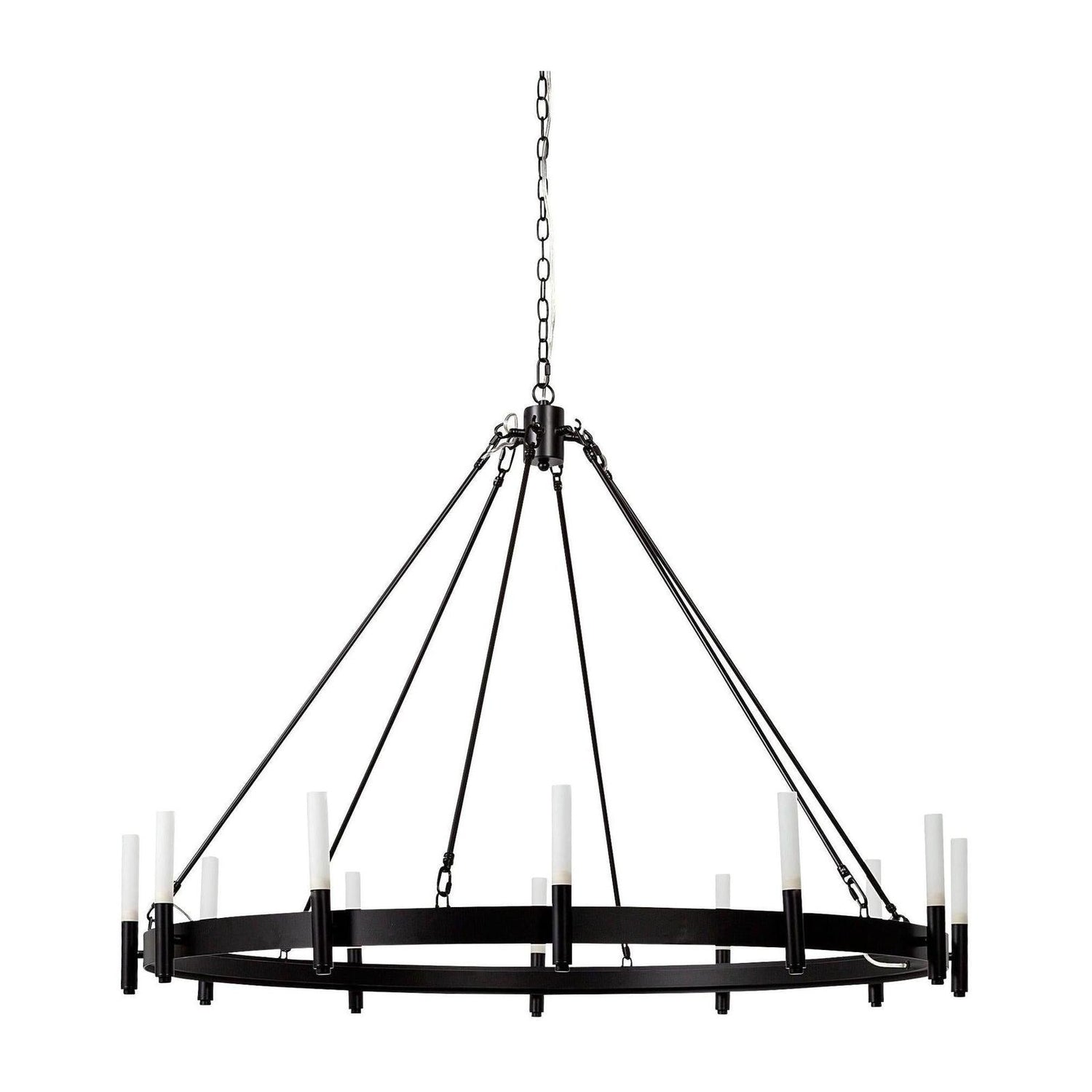 Mercana Decamp Metal Chassis Glass Tube Twelve Light Chandelier