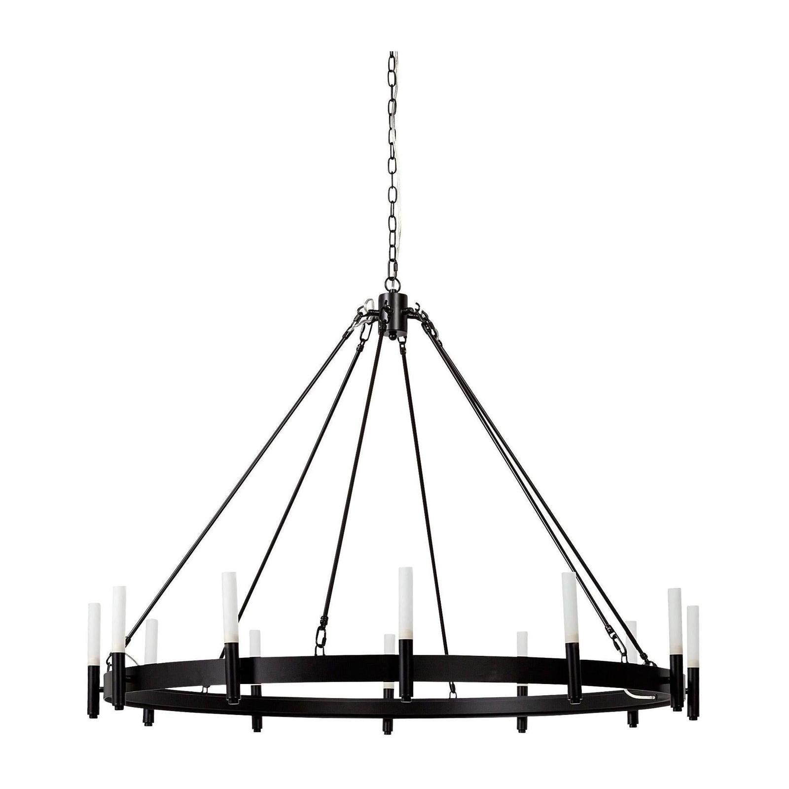 Mercana Decamp Metal Chassis Glass Tube Twelve Light Chandelier