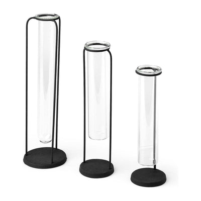Mercana Beeker Black Metal Test Tube Style Vases -Set of 3 Clearance