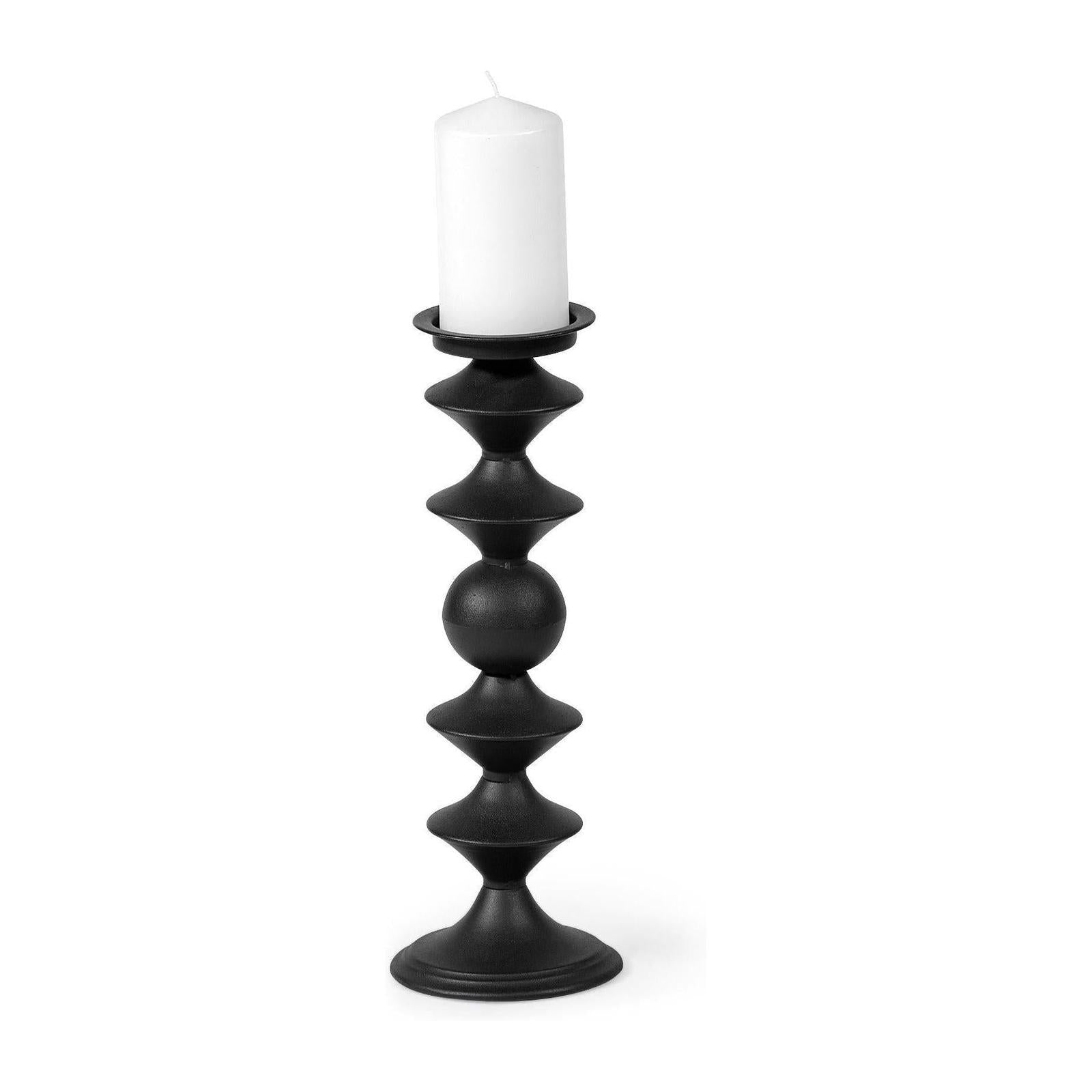 Mercana Candelero Black Metal Grooved Table Candle Holder