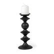 Mercana Candelero Black Metal Grooved Table Candle Holder