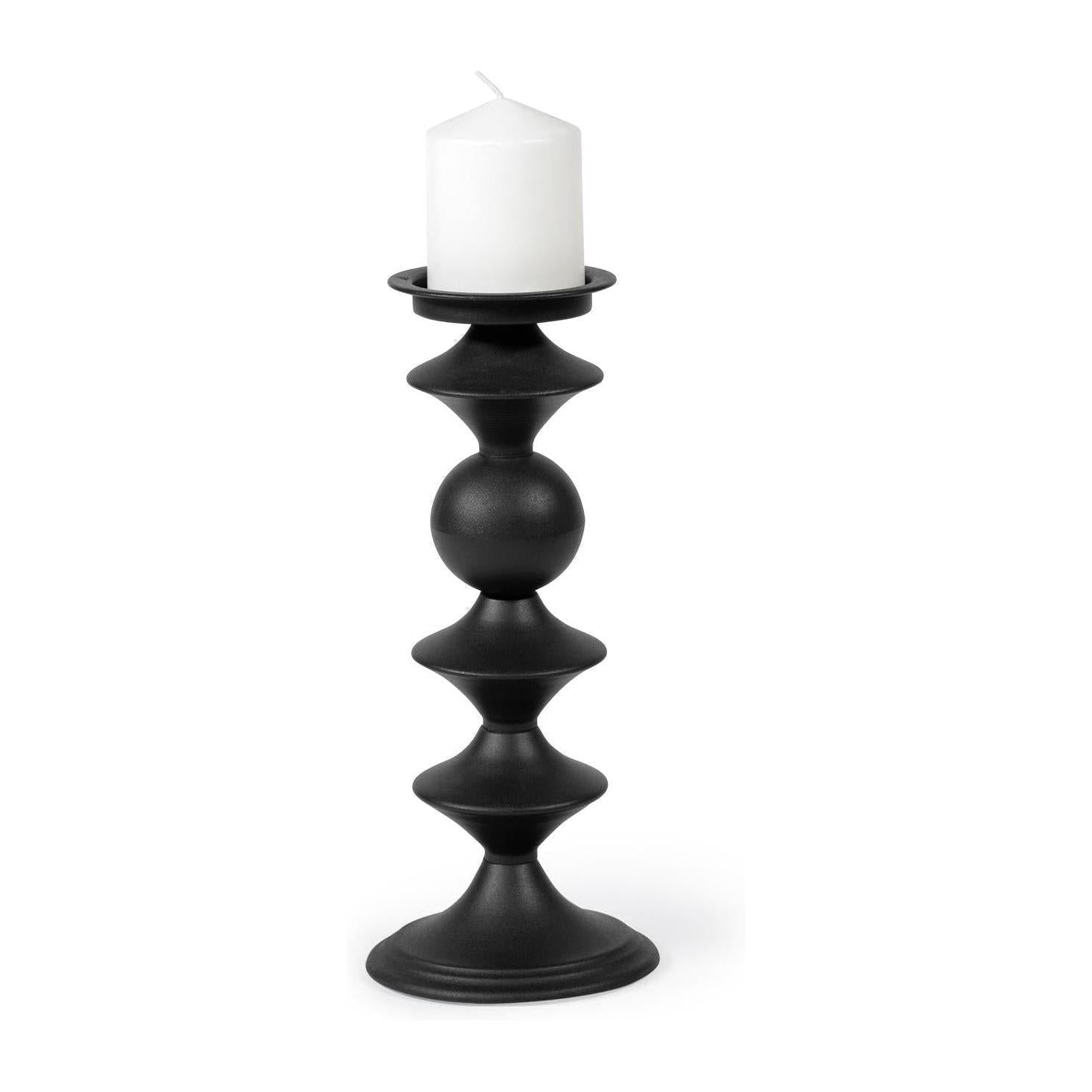 Mercana Candelero Black Metal Grooved Table Candle Holder