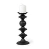 Mercana Candelero Black Metal Grooved Table Candle Holder