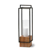 Mercana Orionis Wood w/ Black Metal Lantern Candle Holder