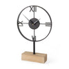 Mercana Oris Black Metal/Wood Open Frame Table Clock