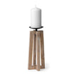 Mercana Astra Light Brown Wood Pedestal Base Table Candle Holder