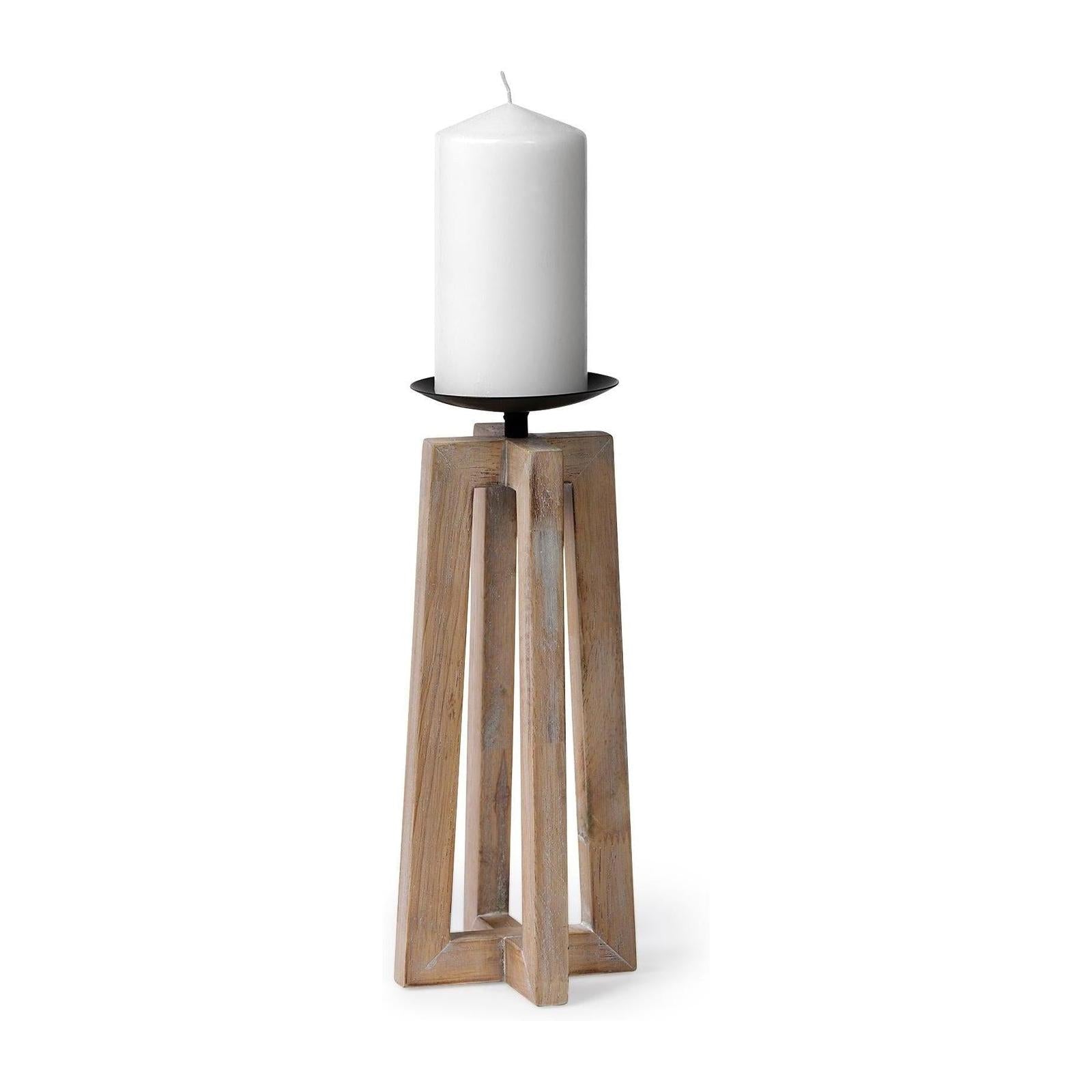 Mercana Astra Light Brown Wood Pedestal Base Table Candle Holder