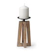 Mercana Astra Light Brown Wood Pedestal Base Table Candle Holder