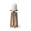 Mercana Astra Light Brown Wood Pedestal Base Table Candle Holder