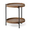 Mercana Kade Round Top Natural Brown Wood and Gray Metal Frame Tray-Style End/Side Table Clearance
