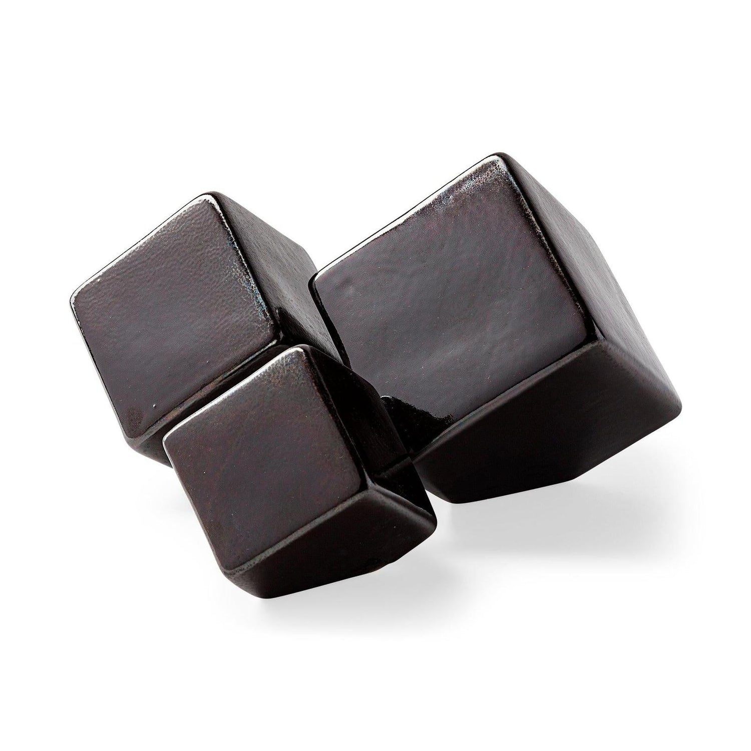 Mercana Mayweather Black Geometric Ceramic Cubes-Set of 3