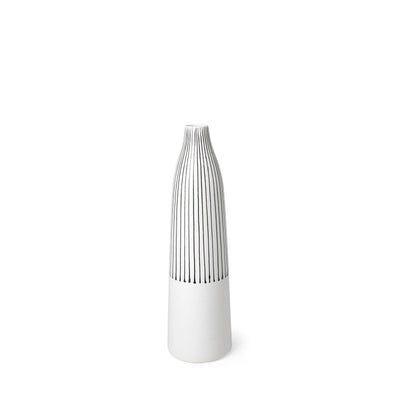 Mercana Kira Small White Pinstripe Ceramic Vase Clearance