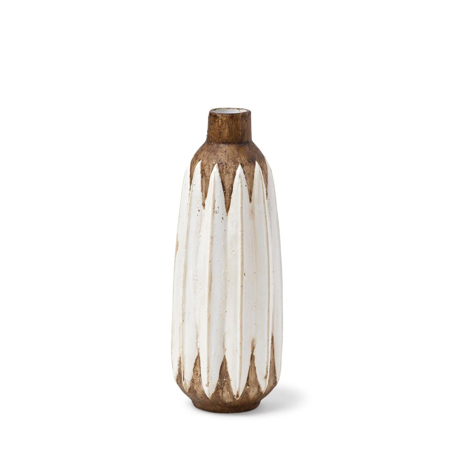 Mercana Sisko Rustic Brown White Ceramic Vase