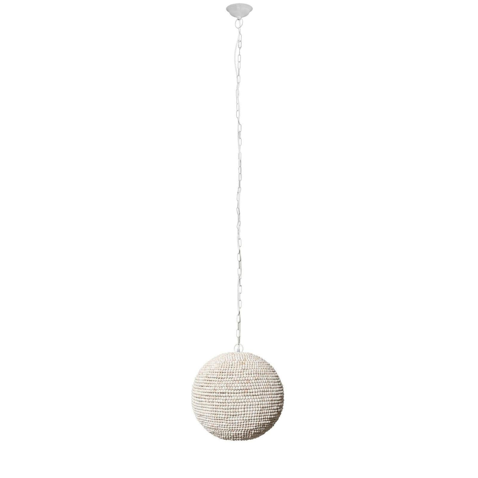 Mercana Theta White-Washed Wood Beaded Pendant Light