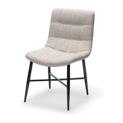 Mercana Barrow I Beige Fabric Wrap Black Metal Frame Dining Chair Clearance