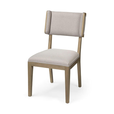 Mercana Tenton Grey Fabric Wrap Brown Wooden Base Dining Chair Clearance