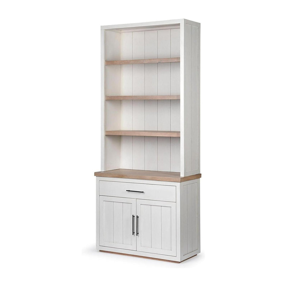 Mercana Fairview White and Medium Brown Wood Three Shelf Shelving Unit