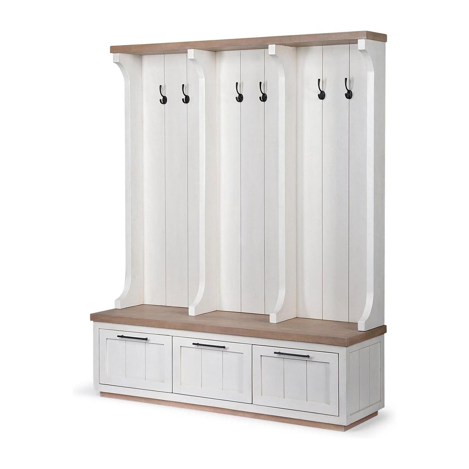 Mercana Fairview White And Brown Wood With Storage Hall Tree