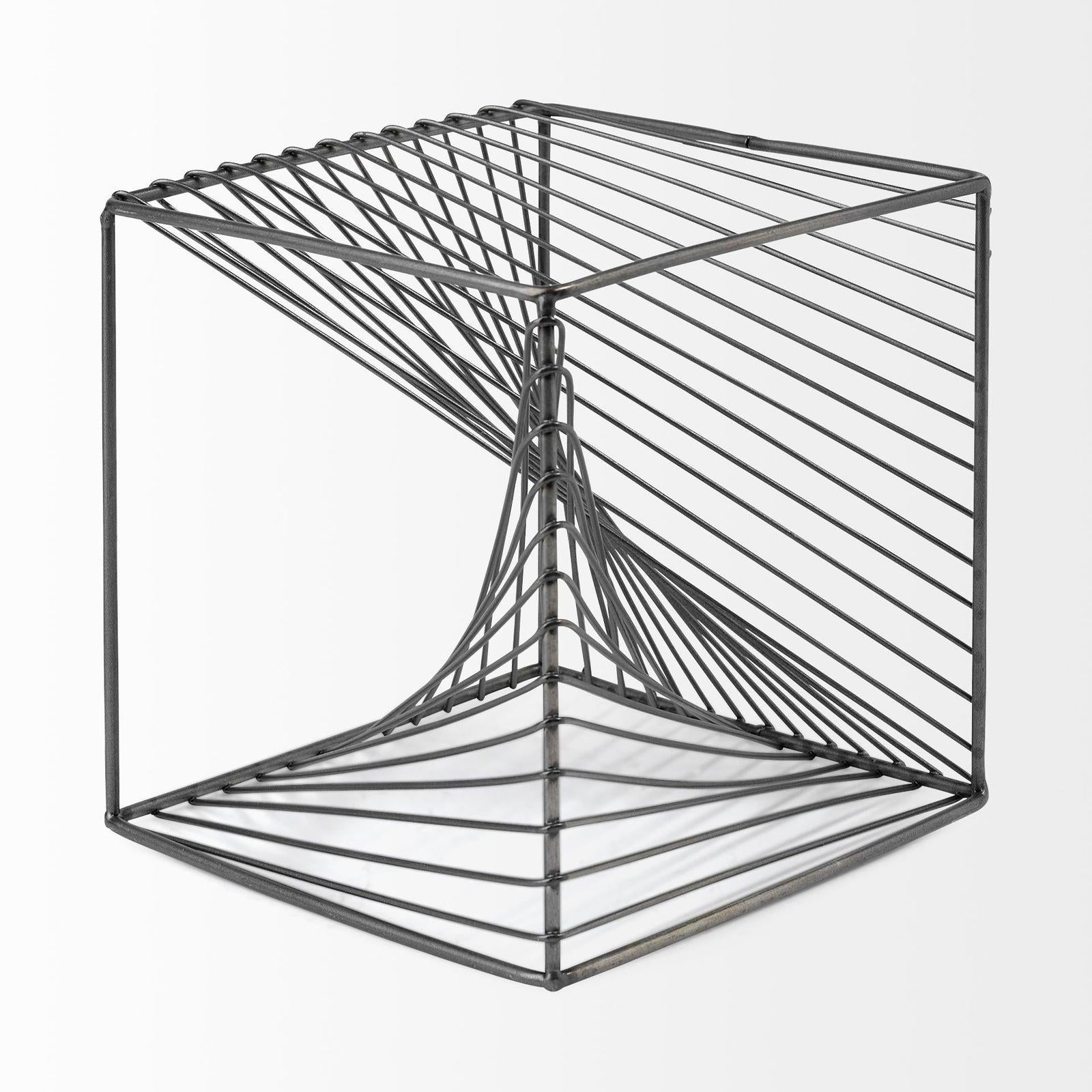 Mercana Rochon Gray Metal Decorative Cube Clearance