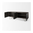 Mercana Darwin Brown Solid Wood Gold Metal Base 4 Cabinet Door Sideboard
