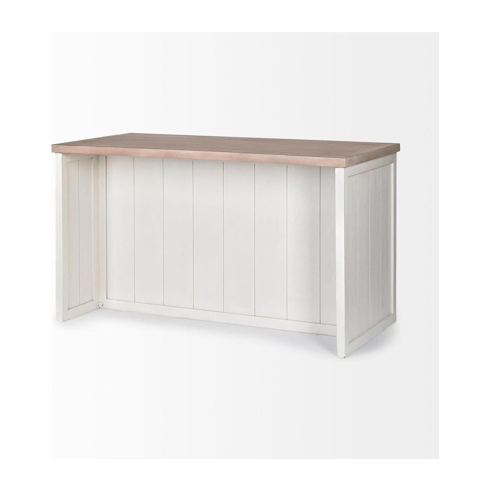 Mercana Fairview White and Brown Two-Tone Stain Solid Wood Kitchen Island