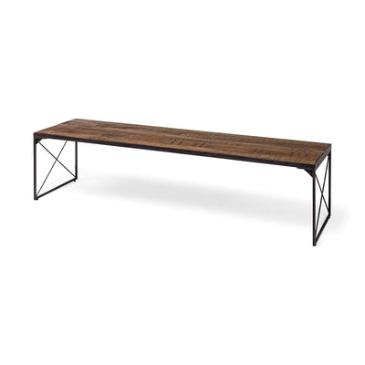 Mercana Trestman Brown Wood Top W/Black Iron Base Accent Bench Clearance