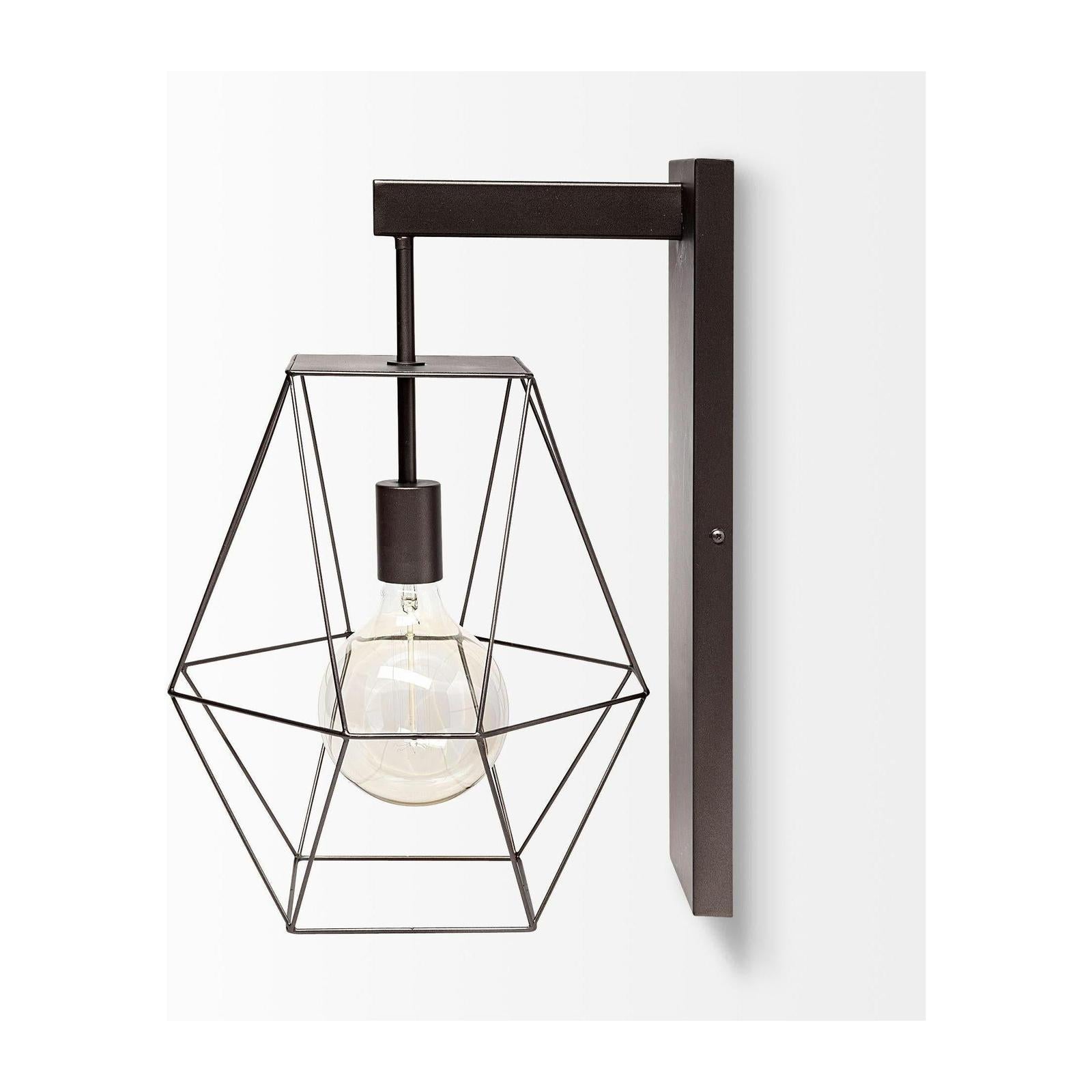 Mercana Cordova Gray Metal Hanging Bulb Caged Wall Sconce Clearance