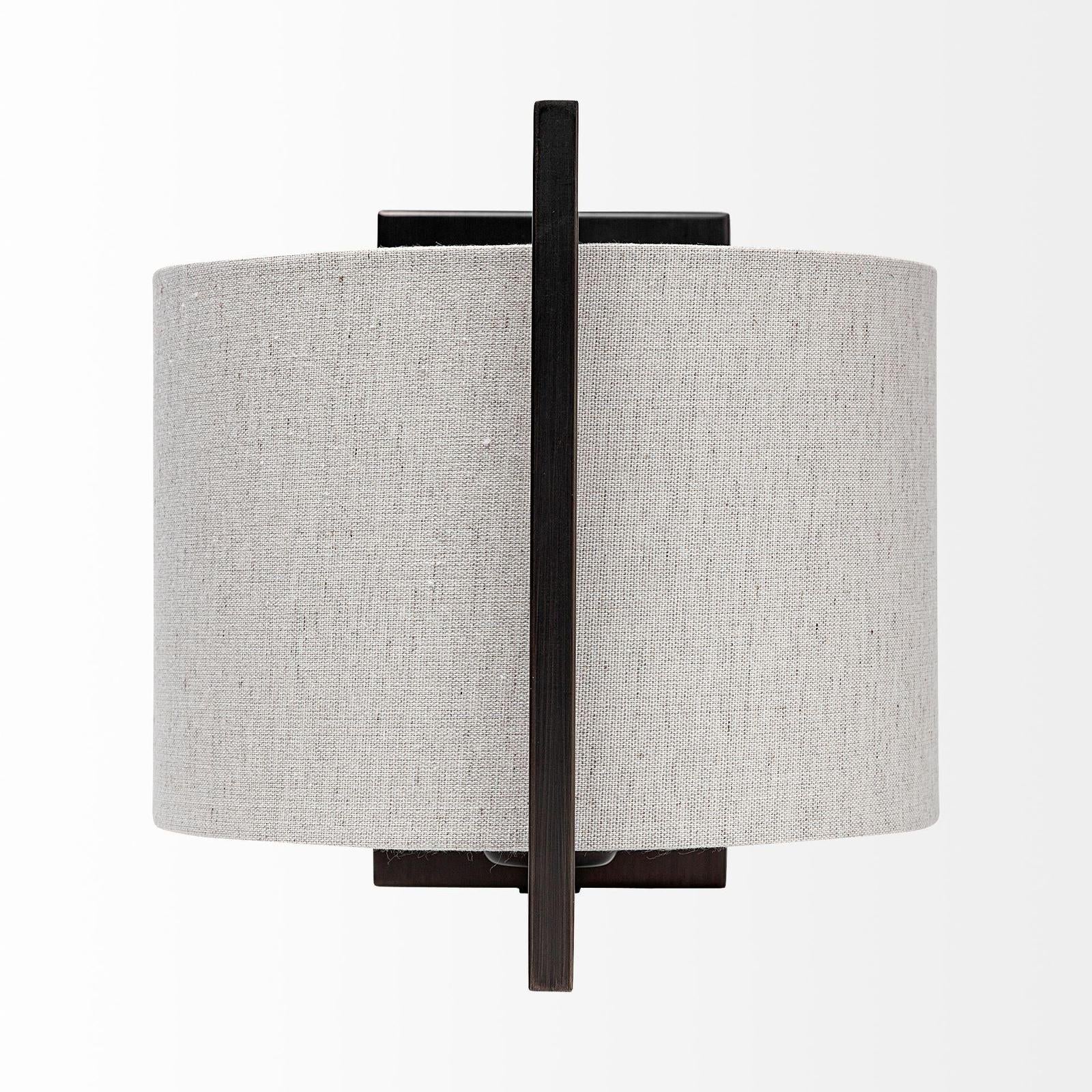 Mercana Smithe Black Toned Metal Cream Lampshade Wall Sconce Clearance