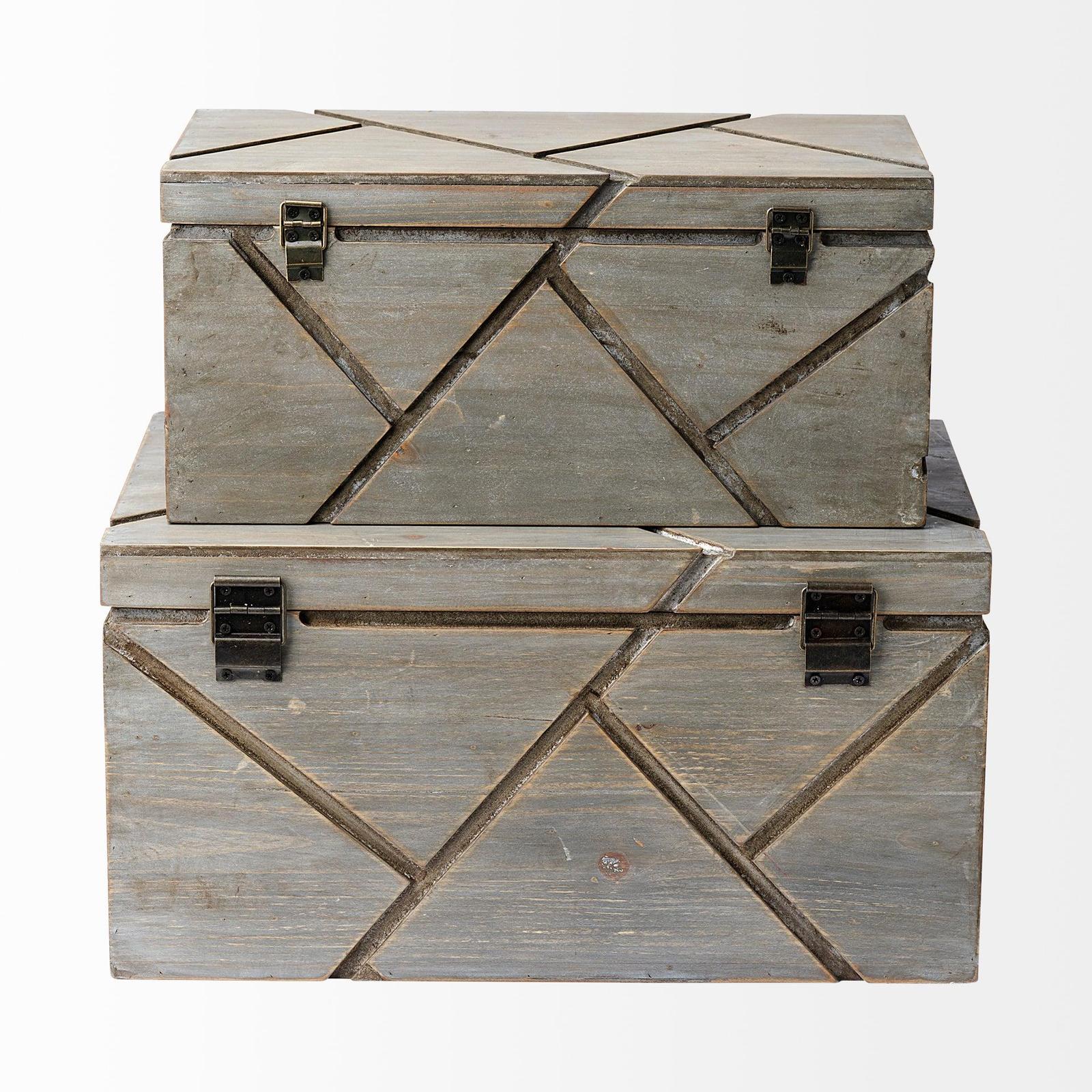 Mercana Niobe Gray Wooden Nesting Boxes- Set of 2 Clearance