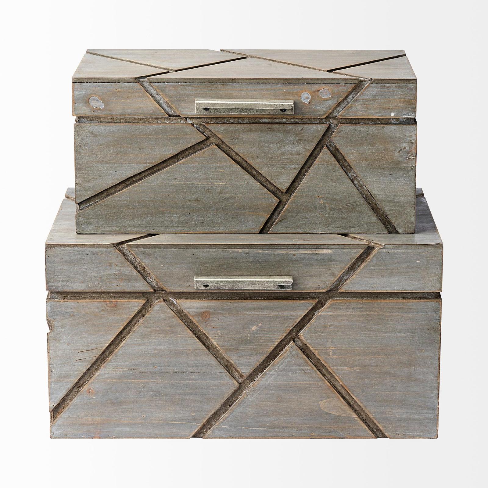 Mercana Niobe Gray Wooden Nesting Boxes- Set of 2 Clearance