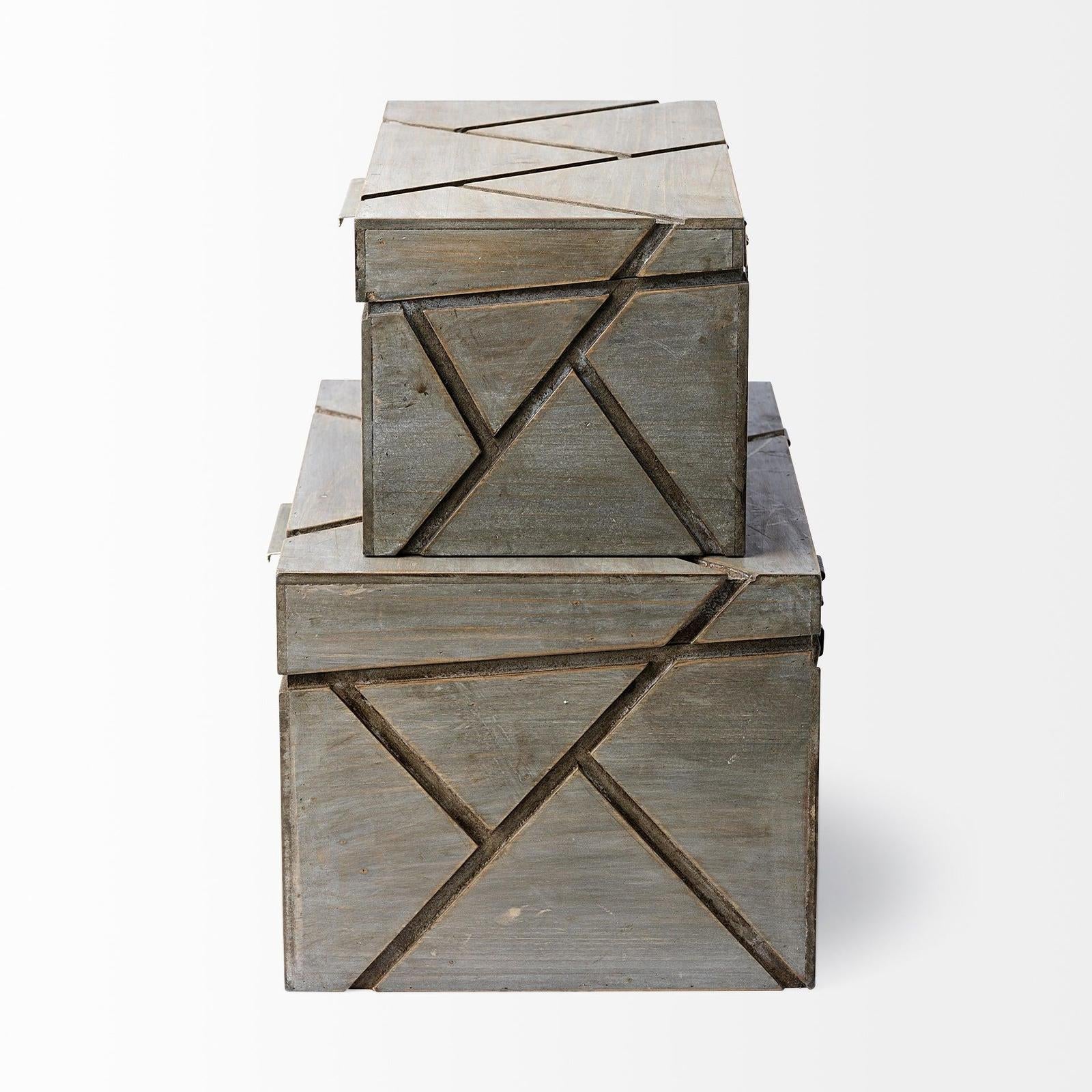 Mercana Niobe Gray Wooden Nesting Boxes- Set of 2 Clearance
