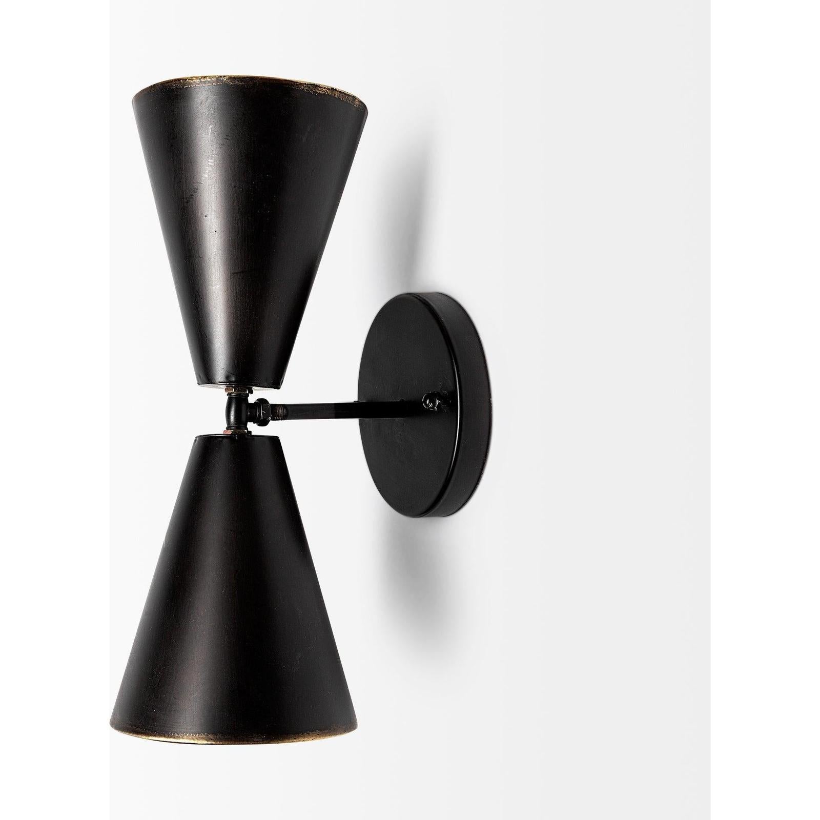 Mercana Eris Black Metal w/Gold Accent Double-Cone Wall Sconce Clearance