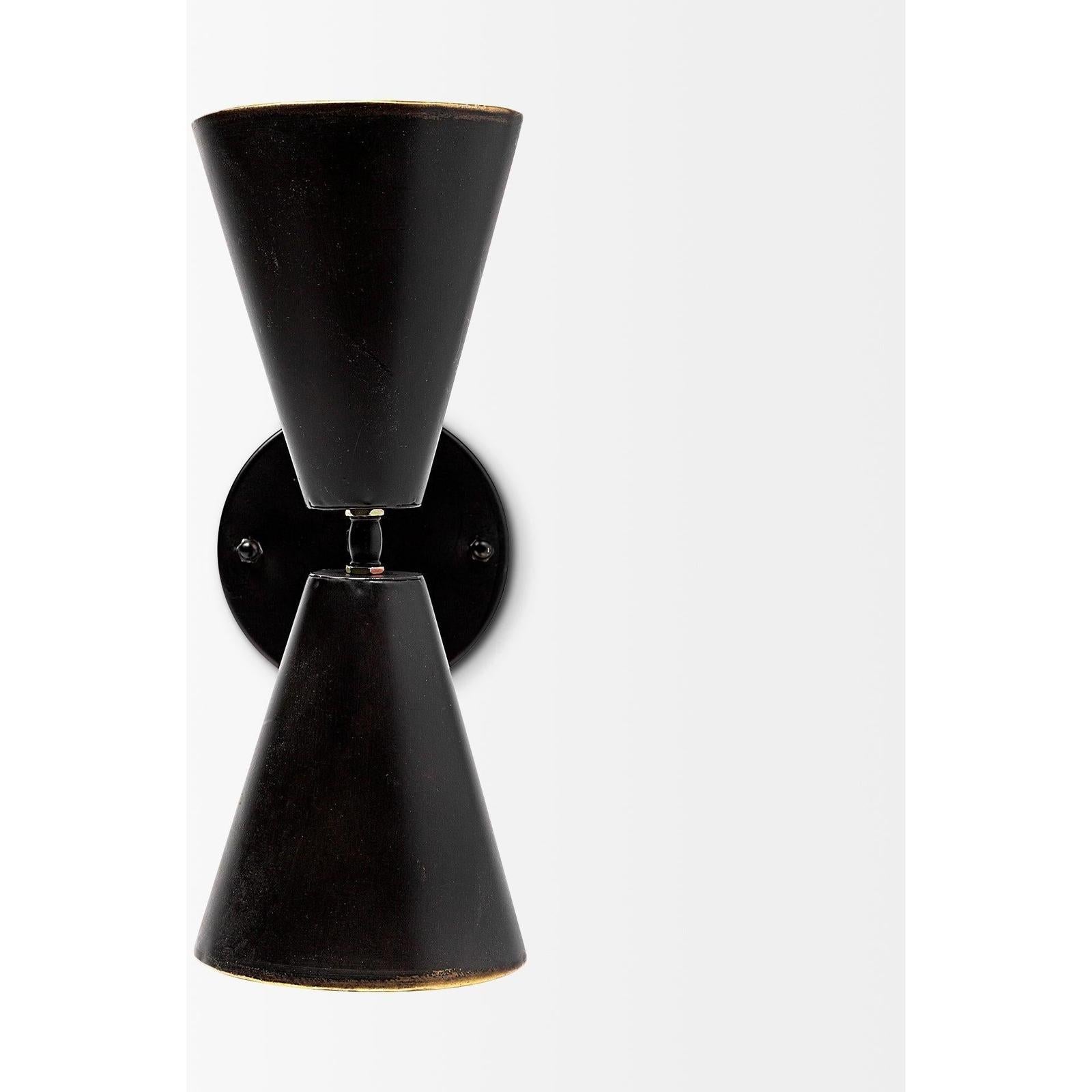 Mercana Eris Black Metal w/Gold Accent Double-Cone Wall Sconce Clearance