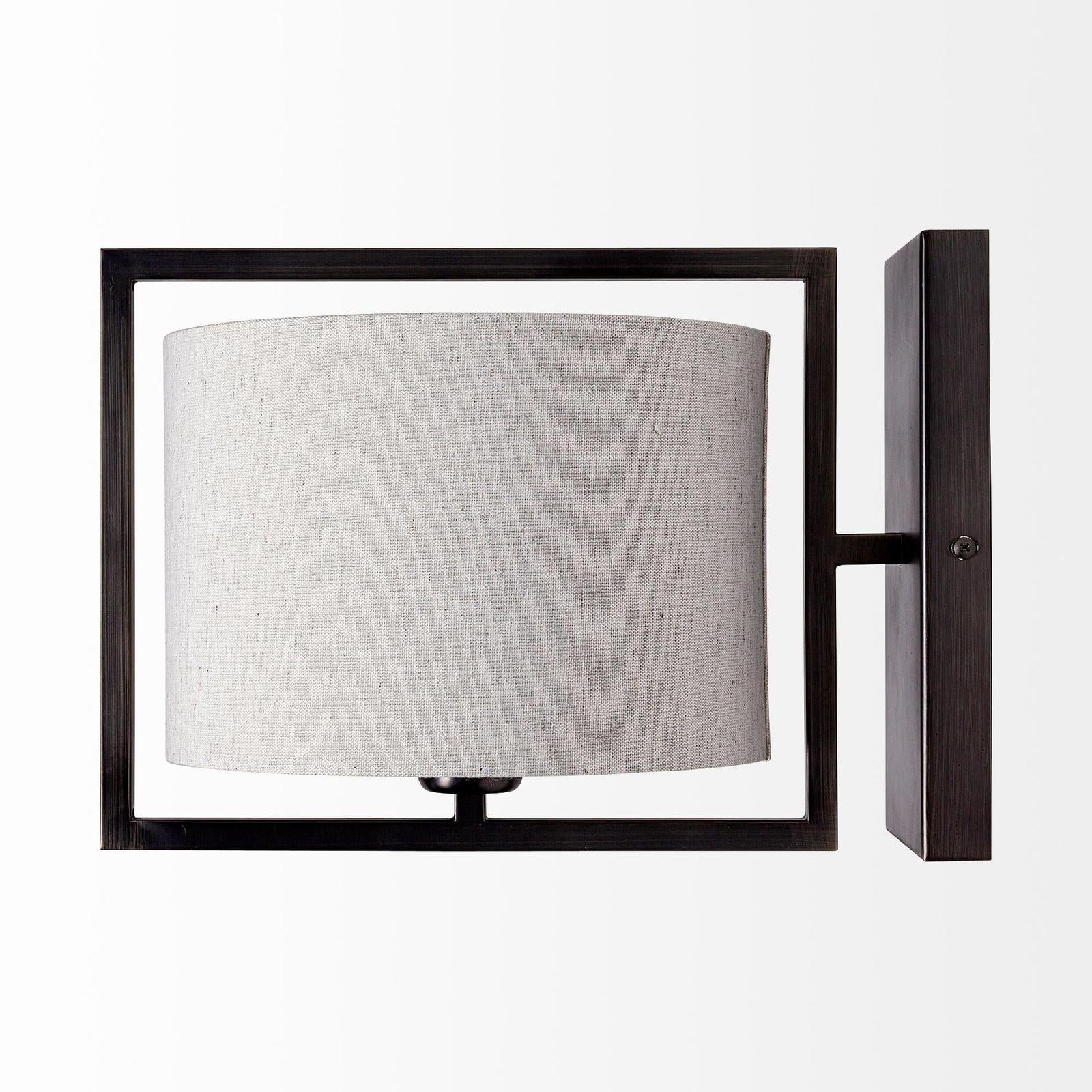Mercana Smithe Black Toned Metal Cream Lampshade Wall Sconce Clearance