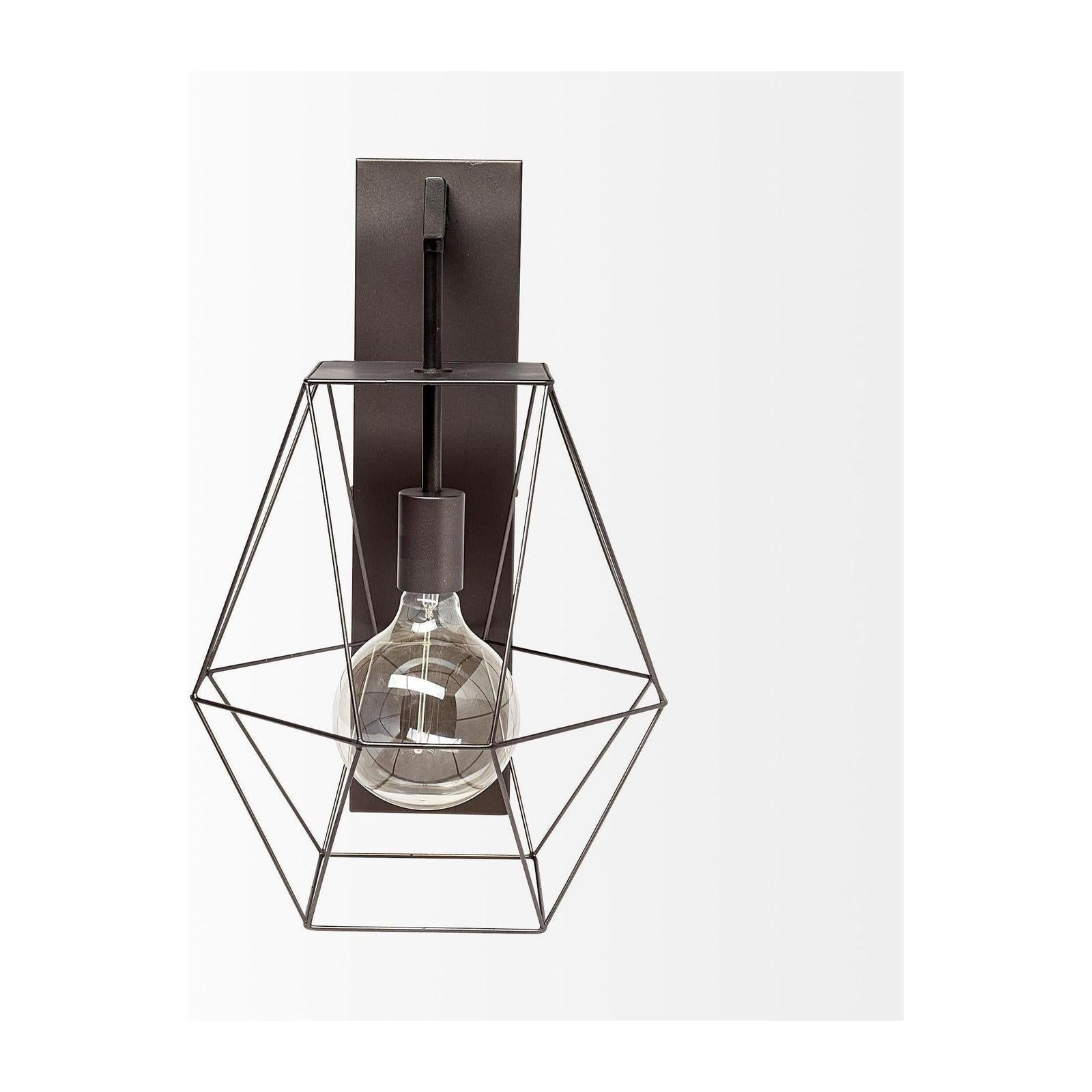Mercana Cordova Gray Metal Hanging Bulb Caged Wall Sconce Clearance
