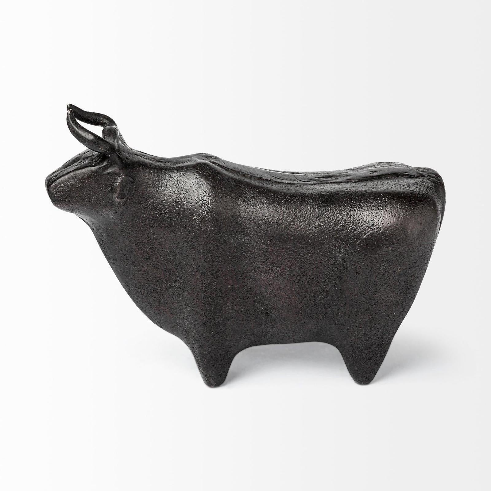 Mercana Taurus Black Cast Aluminum Bull Decorative Object