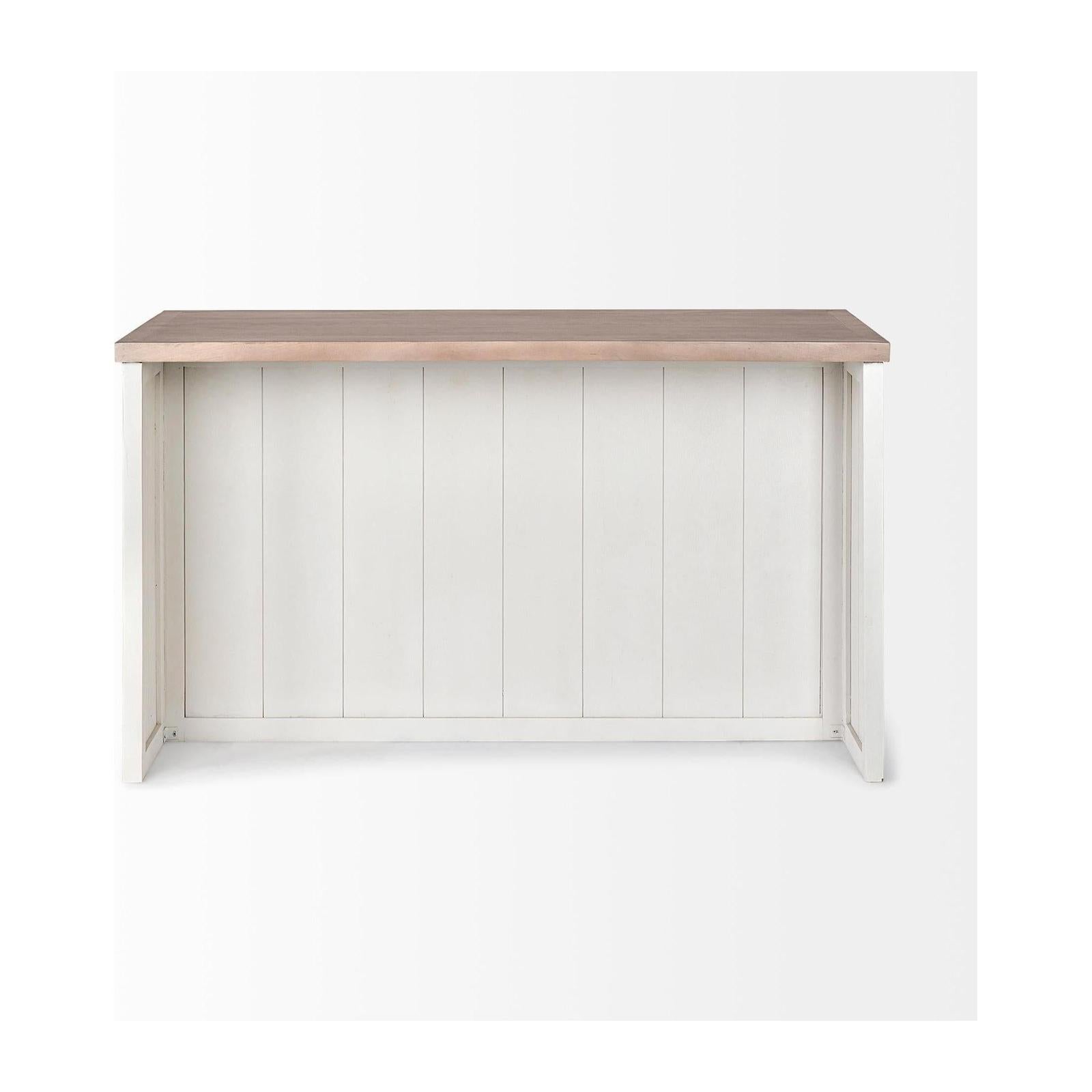 Mercana Fairview White and Brown Two-Tone Stain Solid Wood Kitchen Island