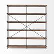 Mercana Trey Medium Brown Wood and Iron Five Tray Shelf Shelving Unit
