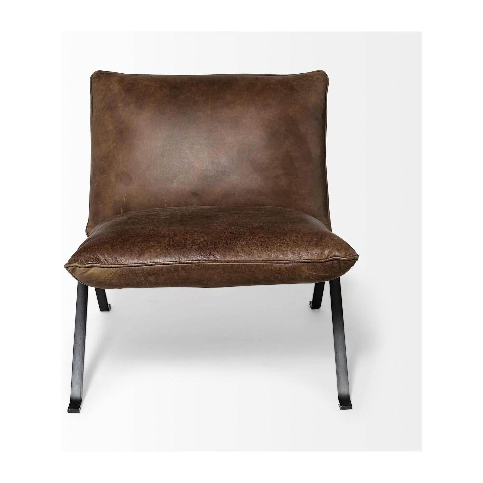 Mercana Flavelle Leather Cushion Seat and Solid Iron Base Accent Chair Clearance