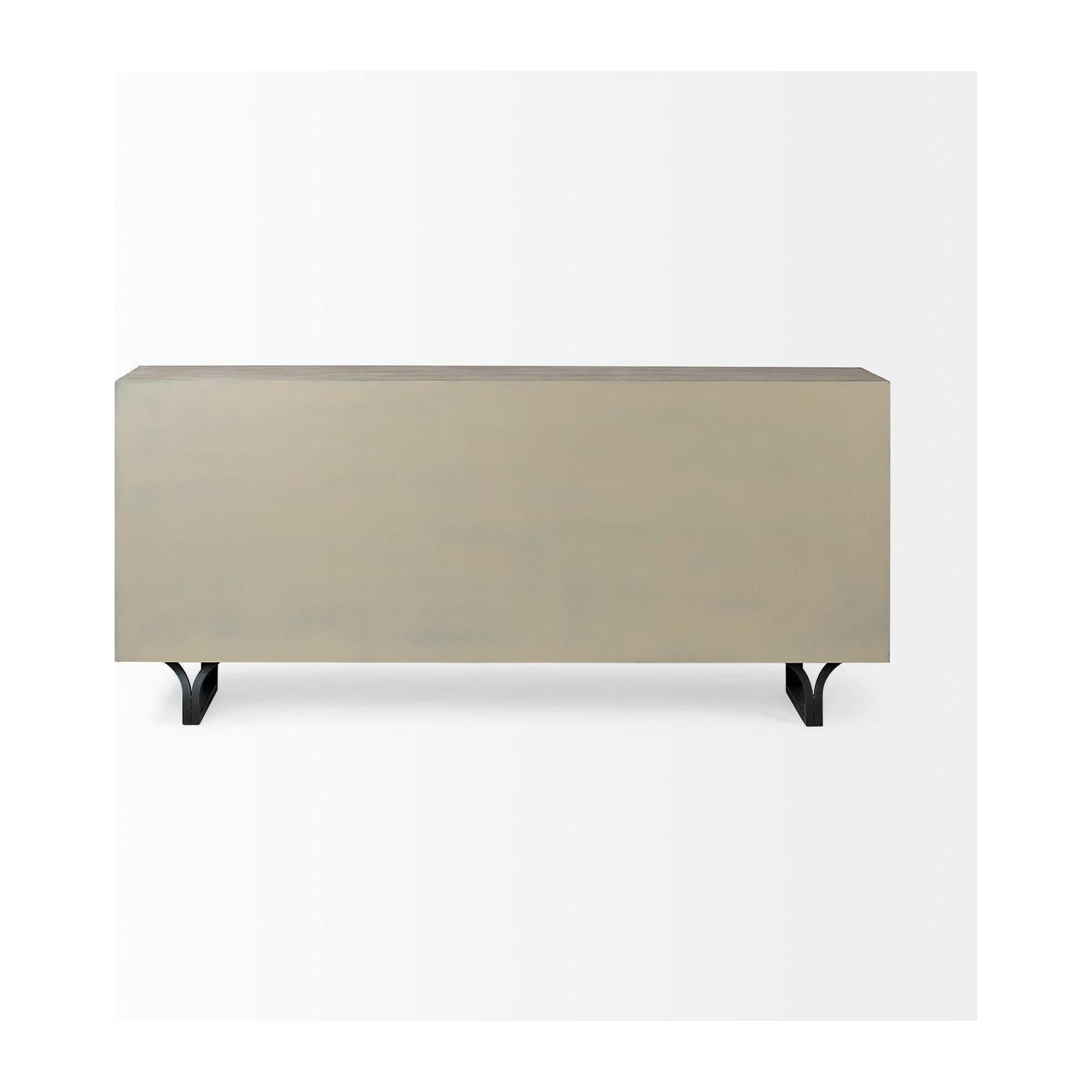 Mercana Giselle Brown Fir Veneer W/Black Metal Leg 9 Drawer Sideboard Clearance