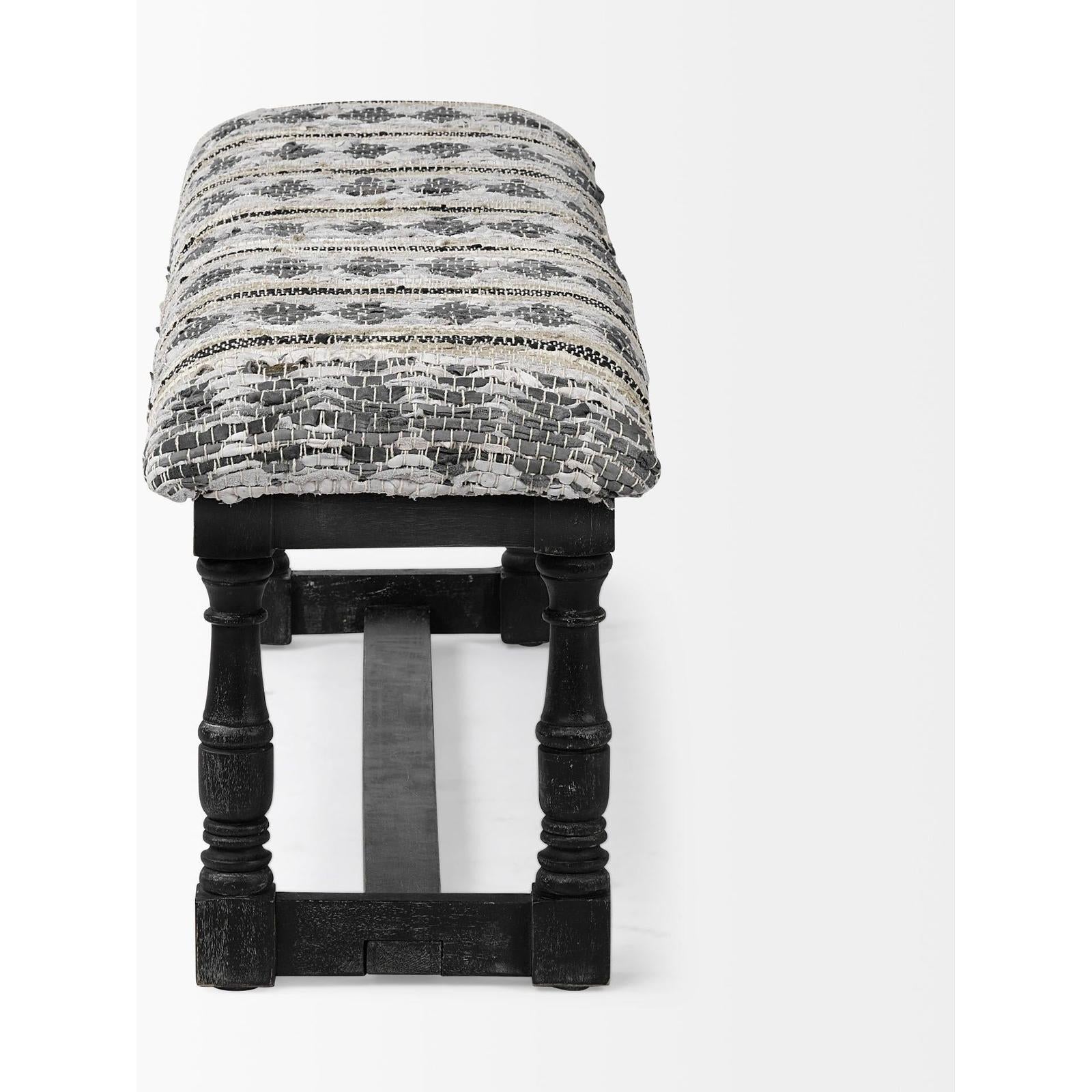 Mercana Denison Black Cushion Top W Black Wood Base Accent Bench Clearance