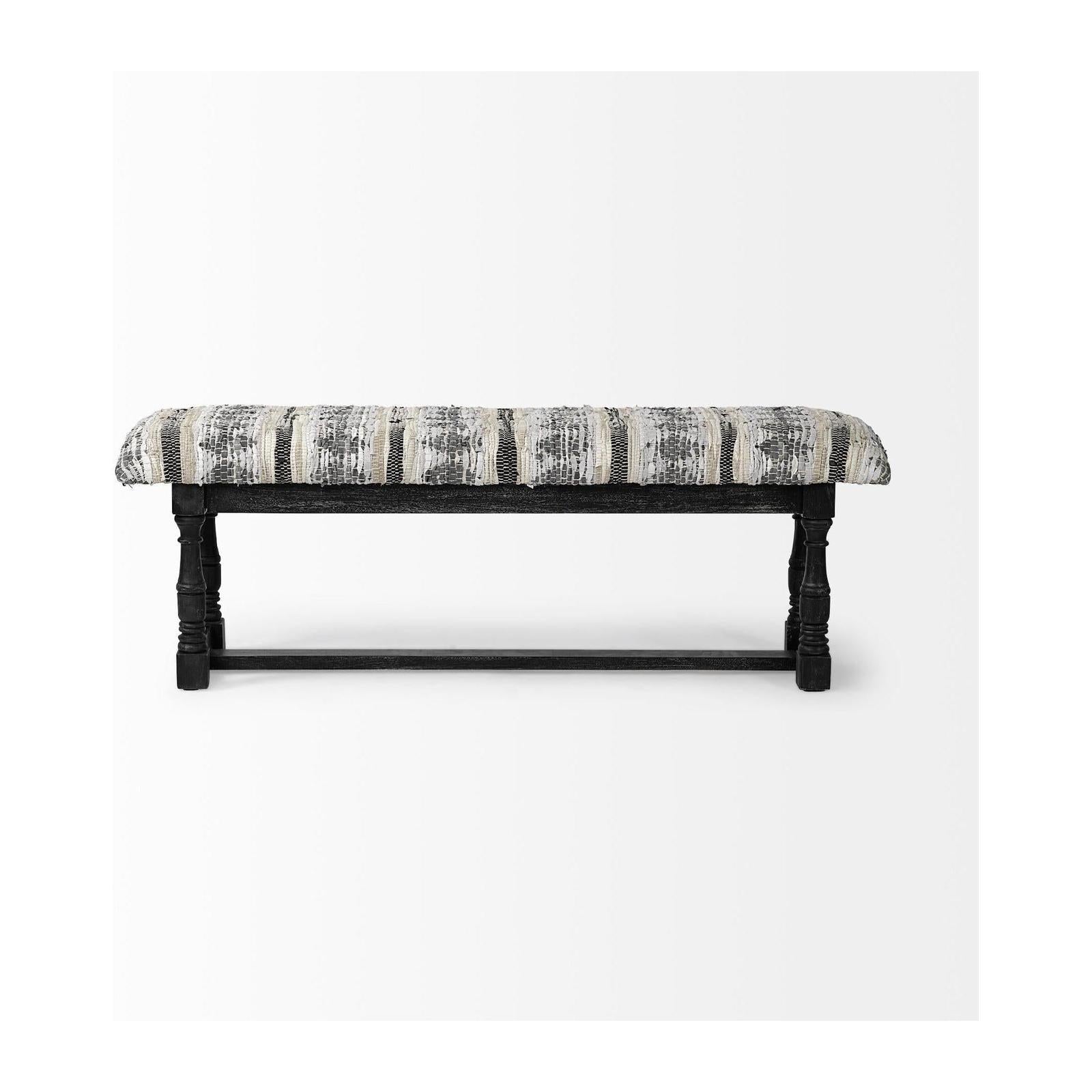 Mercana Denison Black Cushion Top W Black Wood Base Accent Bench Clearance