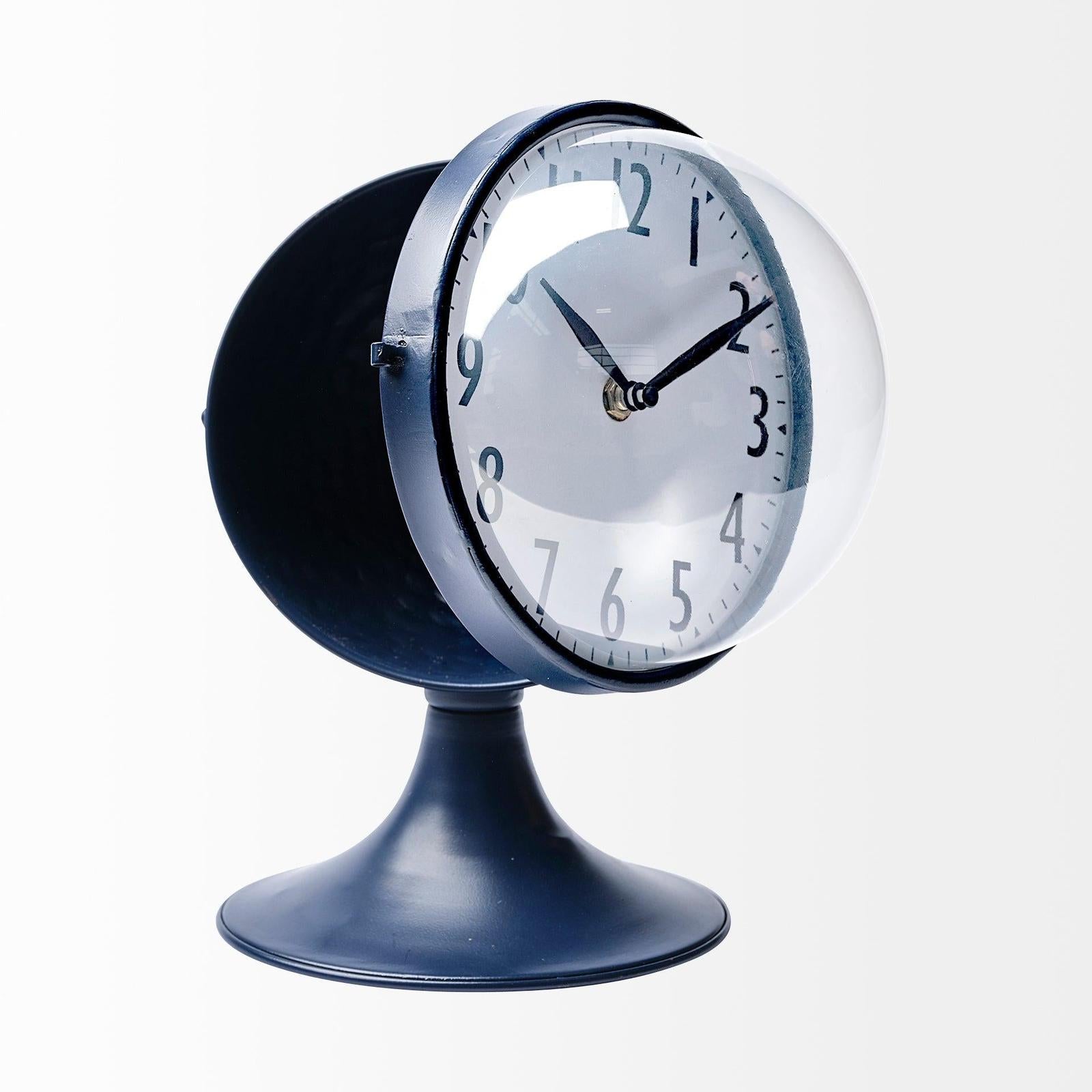 Mercana Weymouth Blue Metal Glass Dome Table Clock Clearance