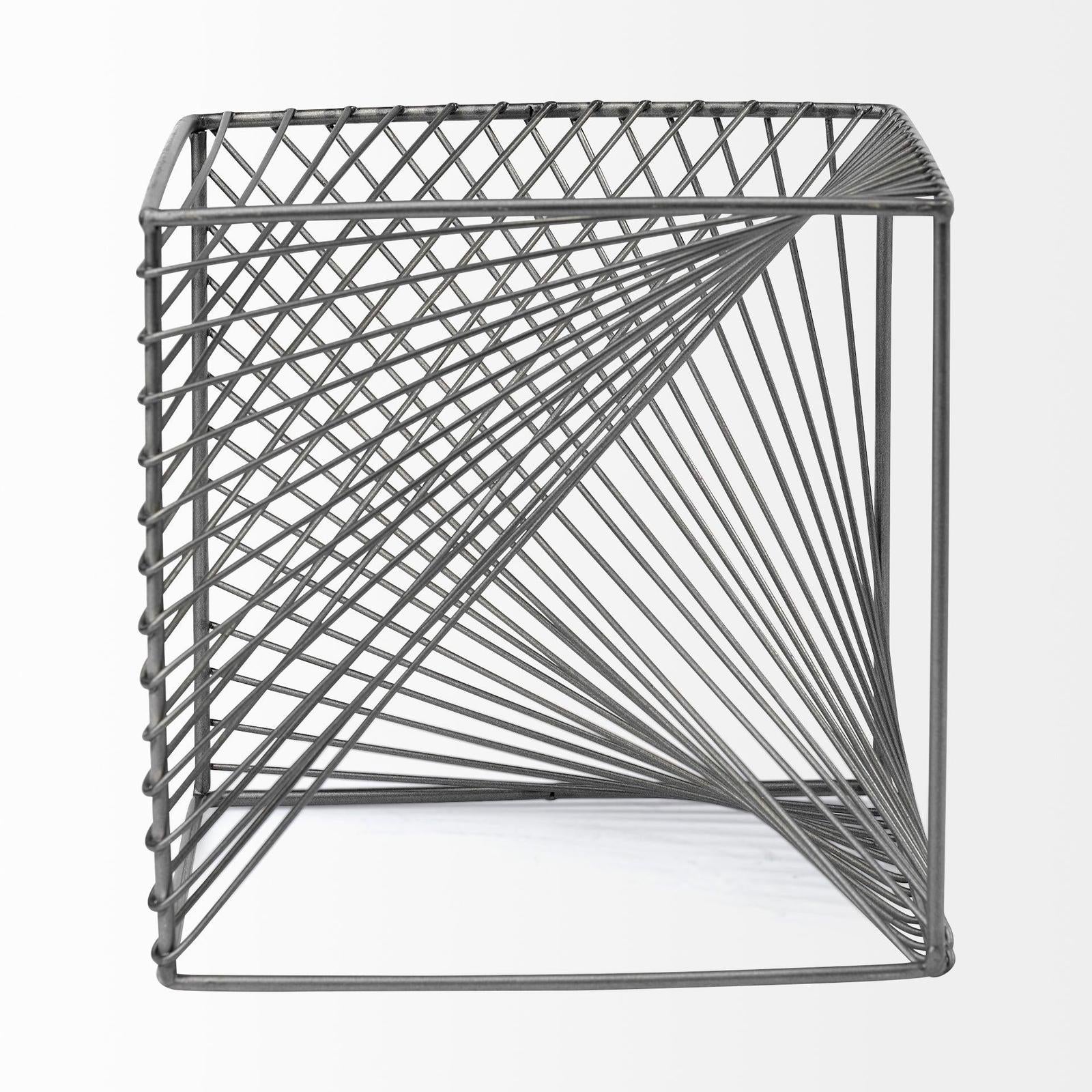Mercana Rochon Gray Metal Decorative Cube Clearance