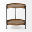 Mercana Kade Round Top Natural Brown Wood and Gray Metal Frame Tray-Style End/Side Table Clearance