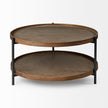 Mercana Kade Round Brown Table Gray Metal Frame Two-Tier Coffee Table