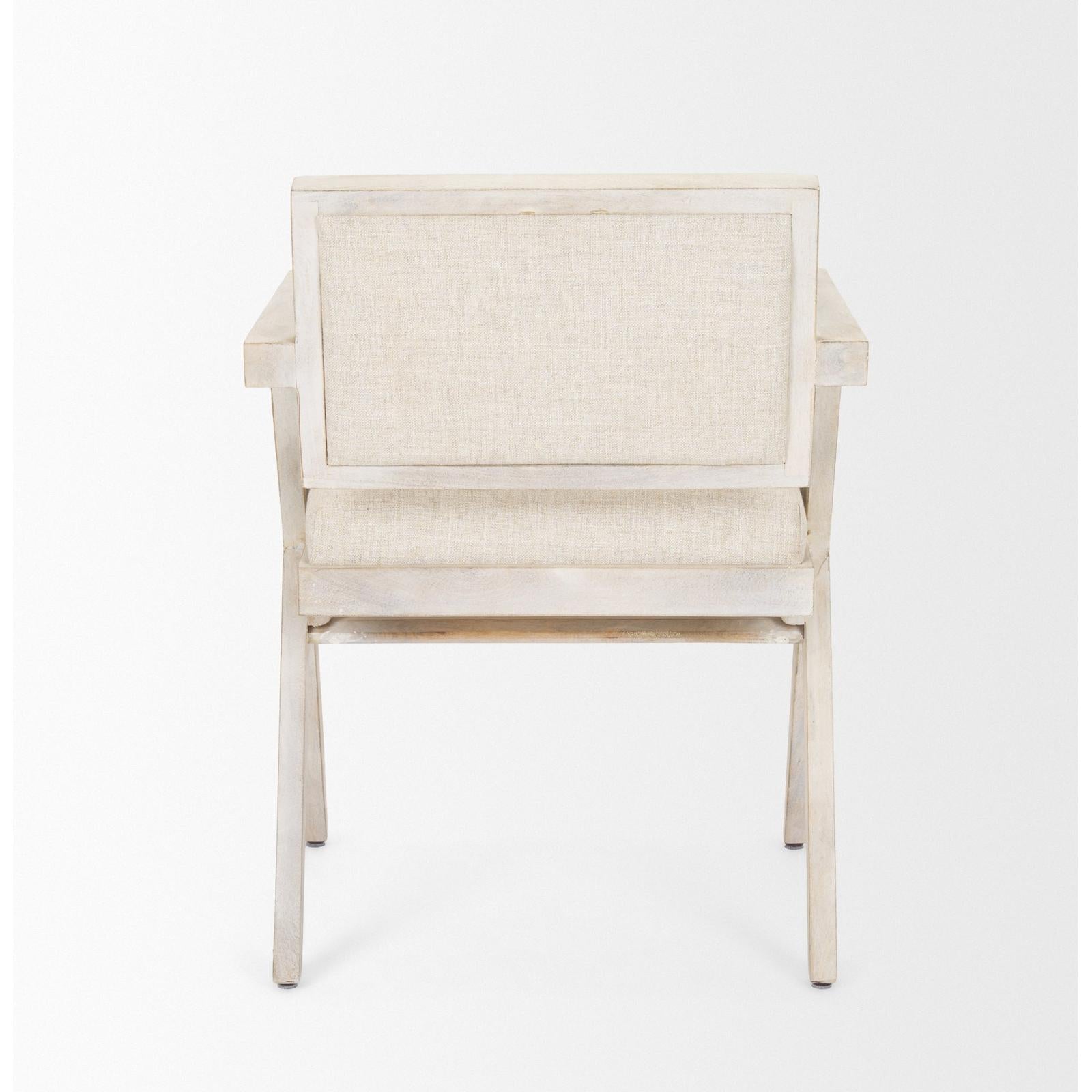 Mercana Topanga Cream Fabric Wrap Wooden Frame Dining Chair
