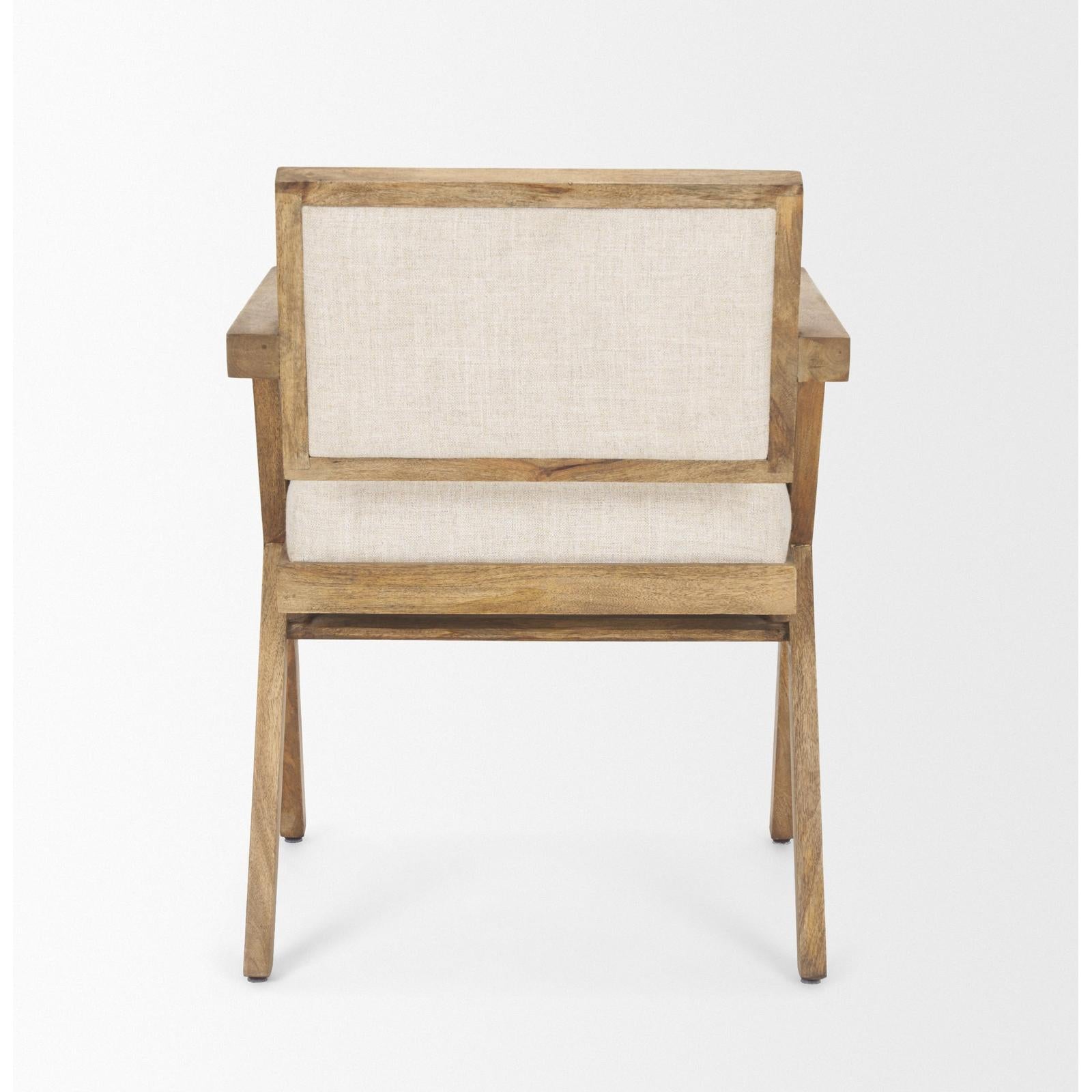 Mercana Topanga Cream Fabric Wrap Wooden Frame Dining Chair