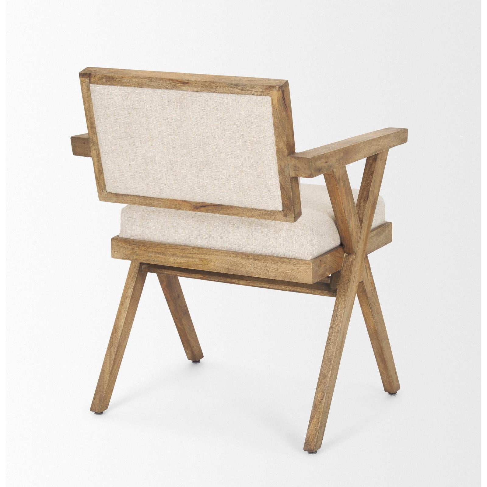 Mercana Topanga Cream Fabric Wrap Wooden Frame Dining Chair