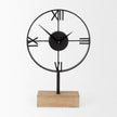 Mercana Oris Black Metal/Wood Open Frame Table Clock